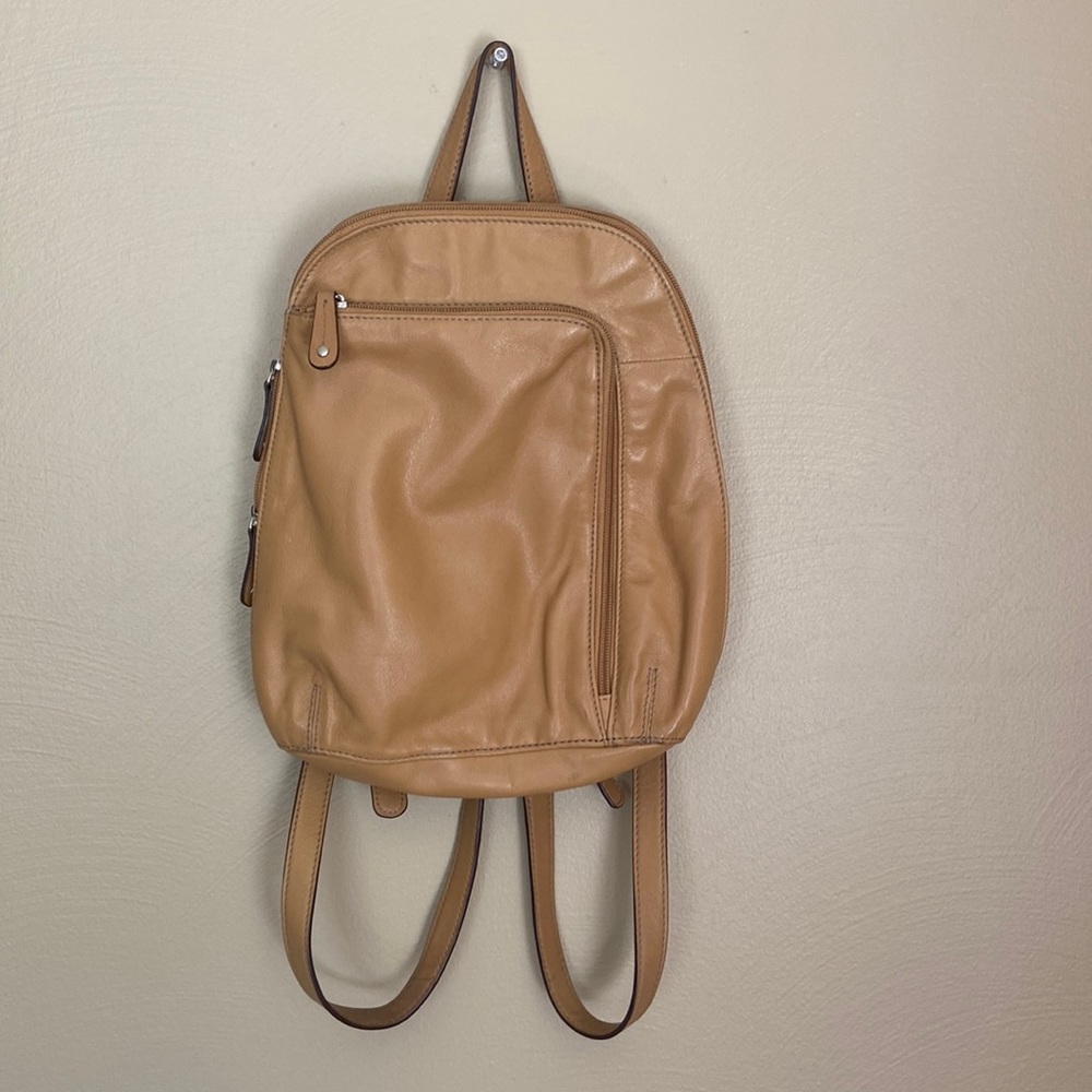 Small genuine leather backpack